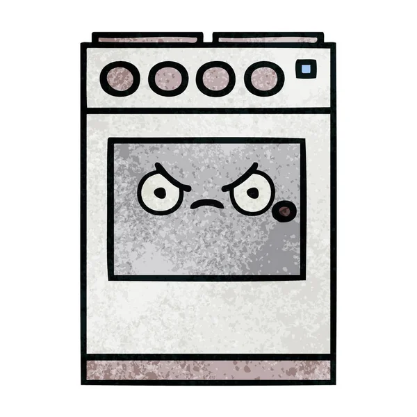 Retro Grunge Texture Cartoon Kitchen Oven — Stock Vector