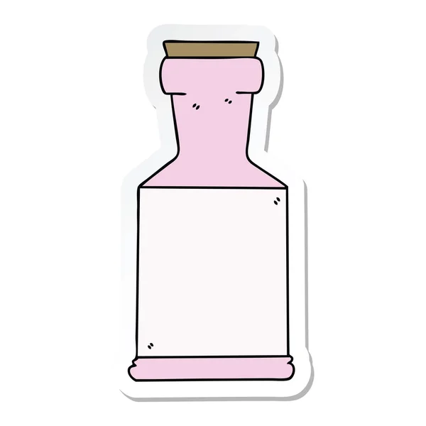 Sticker van een eigenzinnige hand getrokken cartoon potion fles — Stockvector