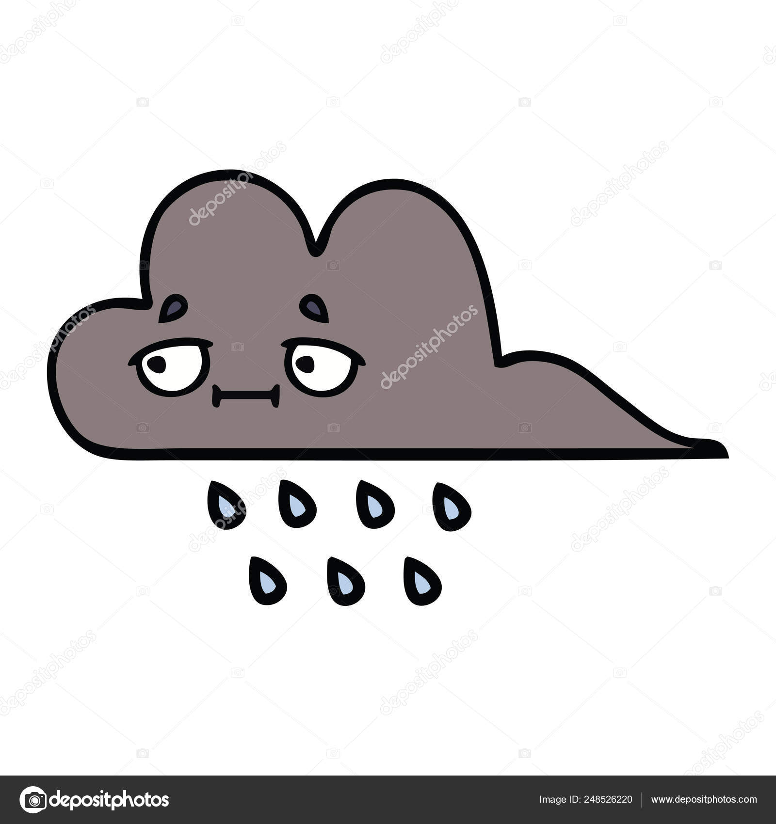 Lindo dibujos animados tormenta lluvia nube Vector de stock #248526220 de  ©lineartestpilot, image size:1600x1700