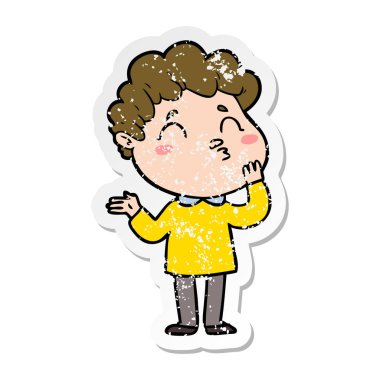 surat asmayı bir çizgi film adamın sıkıntılı etiket