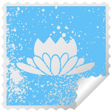 sıkıntılı kare etiketi simgesi bir çiçek peeling