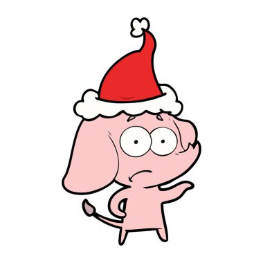 çizim için Noel Baba şapkası giyiyor emin değilseniz bir filin el çekilmiş