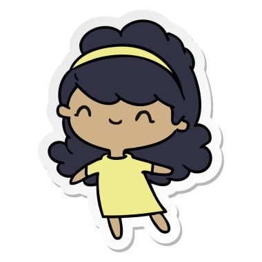 etiket çizgi film illüstrasyon kawaii kız baş grubu ile