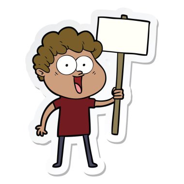 etiket karikatür mutlu bir adamın