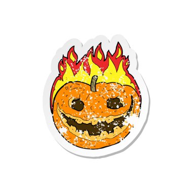 bir çizgi film ürkütücü kabak Retro sıkıntılı etiket