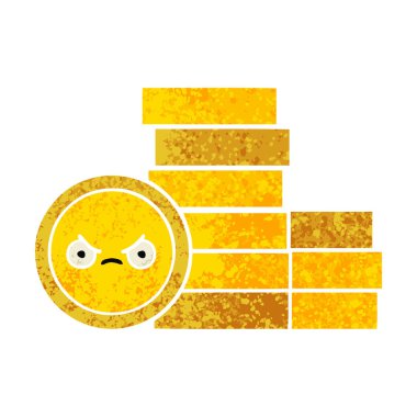 Retro illüstrasyon stil karikatür bir sikke