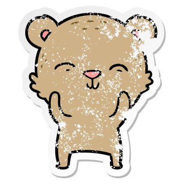 mutlu karikatür ayı sıkıntılı etiket