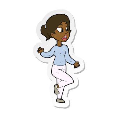 etiket sallayarak bir karikatür dostu kadının