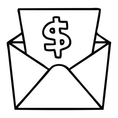 çizim için ilginç karikatür Doları zarf içinde