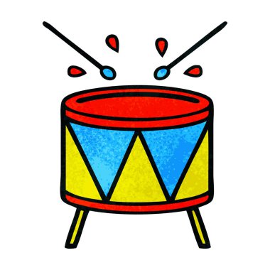 Retro grunge doku karikatür çalan davul