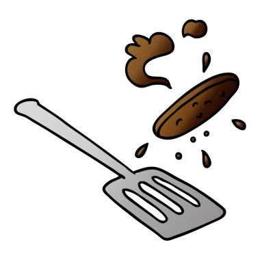 elle çizilmiş degrade çizgi film doodle bir burger saygısız