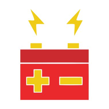 düz renk retro karikatür elektrik pil