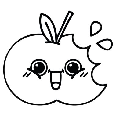 Kırmızı elma çizim karikatür
