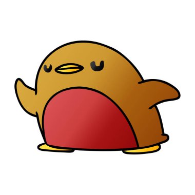 serbest el çekilmiş degrade çizgi film sevimli kawaii kırmızı robin 