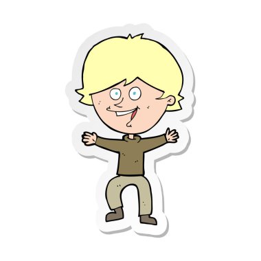 etiket gülüyor karikatür mutlu çocuk