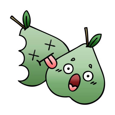 Degrade gölgeli karikatür yeşil armut