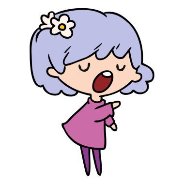 bir şirin kawaii kız çizgi film gösterimi