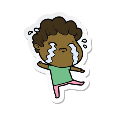 ağlayan bir çizgi film adamın etiket