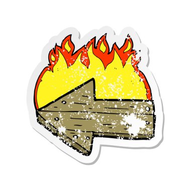 Retro etiket yön ok yanan bir karikatür sıkıntılı