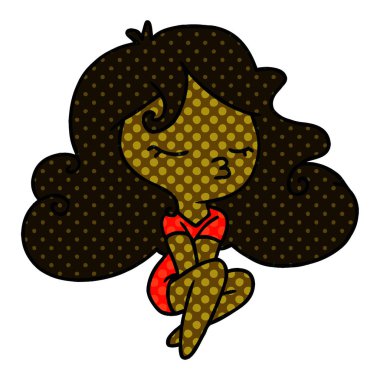 şirin kawaii kız serbest çizilmiş karikatür