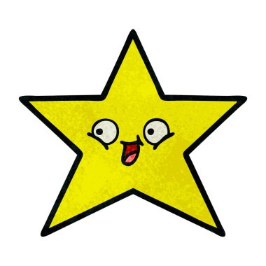 Retro grunge doku karikatür altın bir yıldız