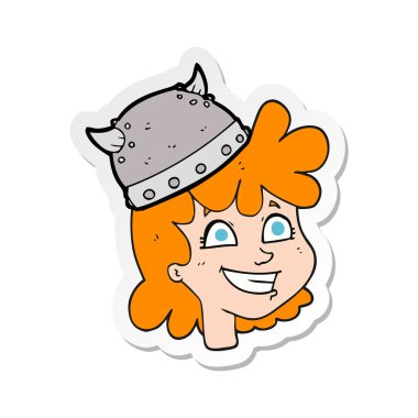 bir çizgi film kadın viking yüz plakası