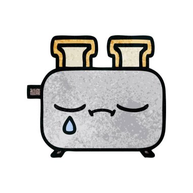 Retro grunge doku karikatür bir ekmek kızartma makinesi,
