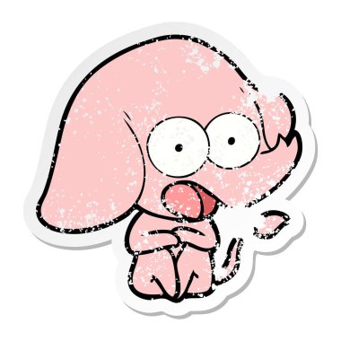 sevimli çizgi fil sıkıntılı etiket