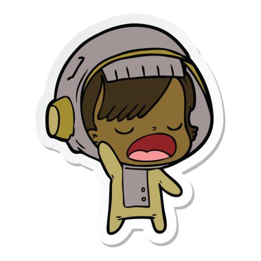 etiket açıklayan bir karikatür astronot kadının