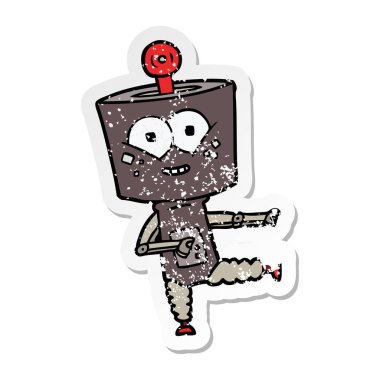 bir mutlu karikatür robot dans sıkıntılı etiket