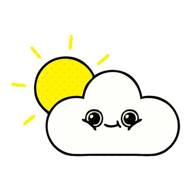 çizgi roman tarzı karikatür bir güneş ve bulut