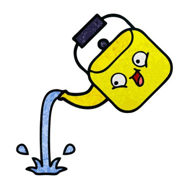 Retro grunge doku karikatür dökülen bir Kettle