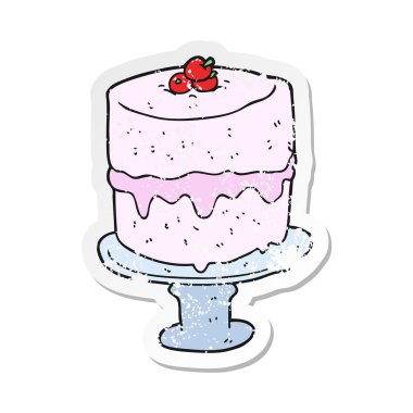 bir çizgi film pasta Retro sıkıntılı etiket