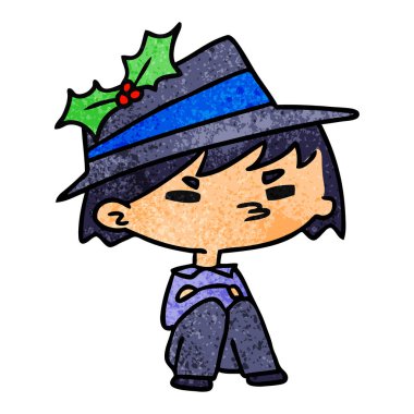 Noel dokulu karikatür kawaii çocuğun el çekilmiş