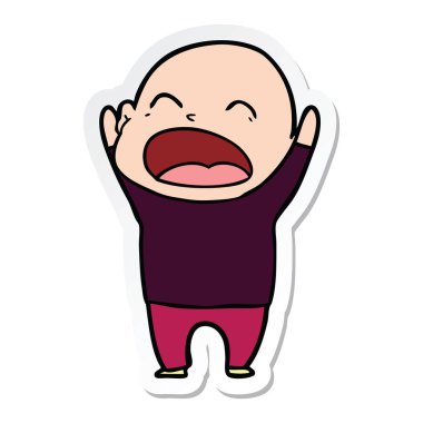 kel adam bağıran bir çizgi film etiketi