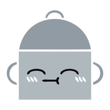 düz renk retro karikatür bir pişirme tencere