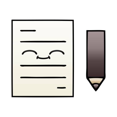 bir test kağıt degrade gölgeli çizgi film