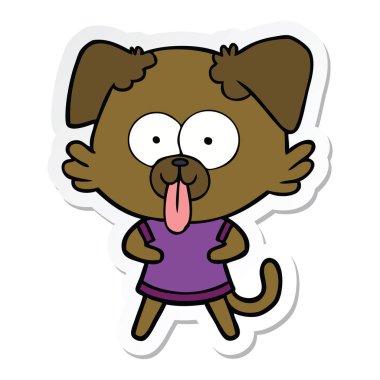 etiket yapışkanlık dışarı dil bir karikatür köpek