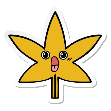 etiket sevimli çizgi sonbahar yaprak