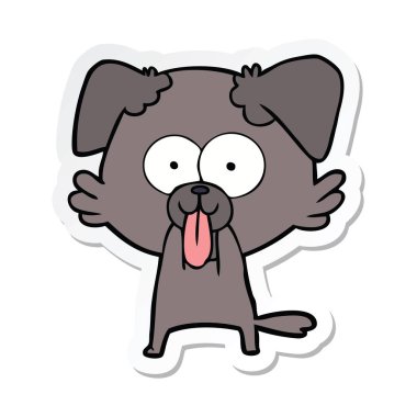 etiket yapışkanlık dışarı dil bir karikatür köpek