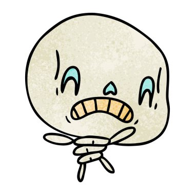 ürkütücü kawaii iskeletin serbest el çekilmiş dokulu çizgi film