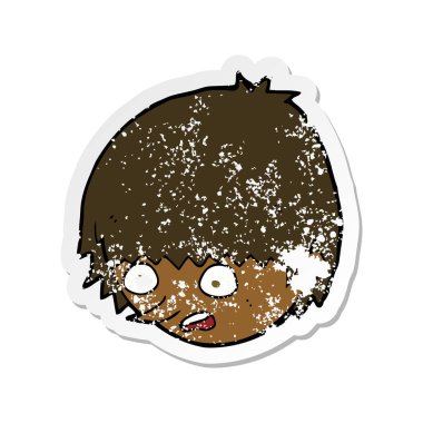 bir karikatür Retro sıkıntılı etiket yüz vurguladı