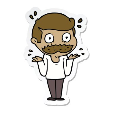 etiket bir çizgi film adamın bıyıklı şok