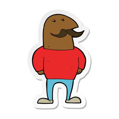 etiket bir karikatür kel adamın bıyıklı