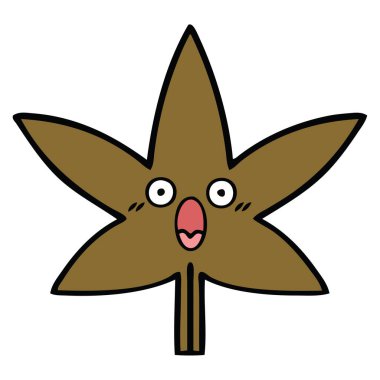 sevimli çizgi bir sonbahar yaprak