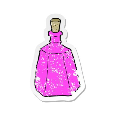 bir çizgi film iksir şişe Retro sıkıntılı etiket