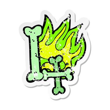 bir karikatür Retro sıkıntılı etiket Cadılar Bayramı kemik numarası