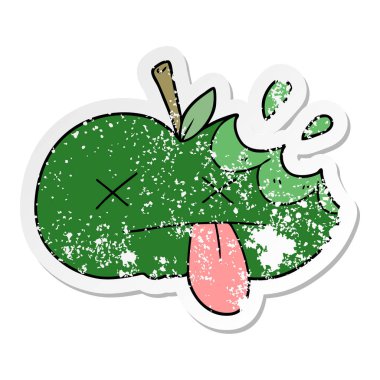 bir çizgi film ısırıldı elma sıkıntılı etiket