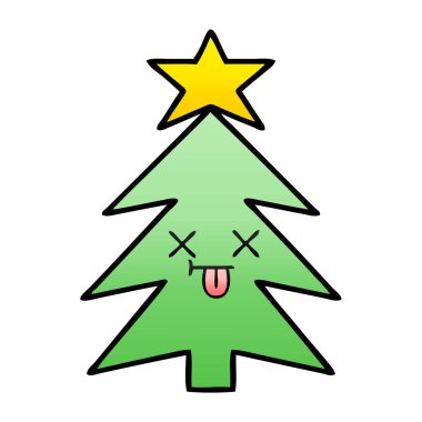 bir Noel ağacı degrade gölgeli karikatür