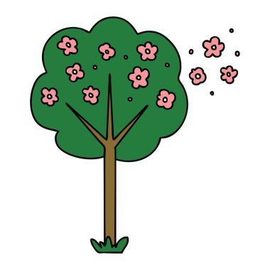 el çekilmiş ilginç karikatür ağaç